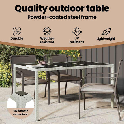 Havemøbel Bord Hvid 150 x 90 x 75 cm polyrattan