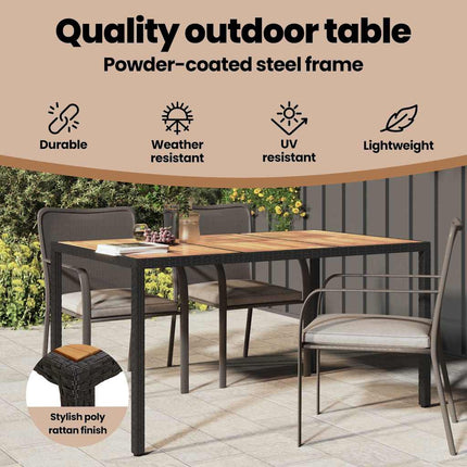 Havemøbel Bord Sort 150 x 90 x 75 cm polyrattan
