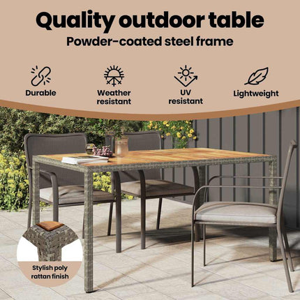 Havemøbel Bord Grå 150 x 90 x 75 cm polyrattan