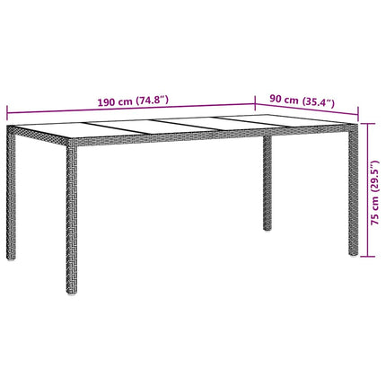 Havemøbel Bord Grå 190 x 90 x 75 cm polyrattan