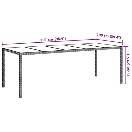 Havemøbel Bord Brun 250 x 100 x 75 cm polyrattan