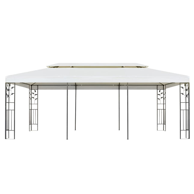 pavillon med dobbelttag 6x3 m stål hvid