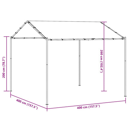 pavillon 4x4 m stål og stof antracitgrå