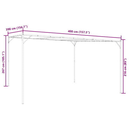 pavillon 4x4 m 180 g/m² stof og stål antracitgrå