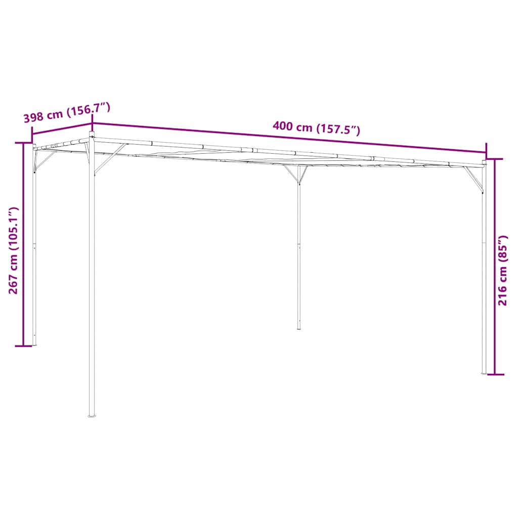 pavillon 4x4 m 180 g/m² stof og stål beige