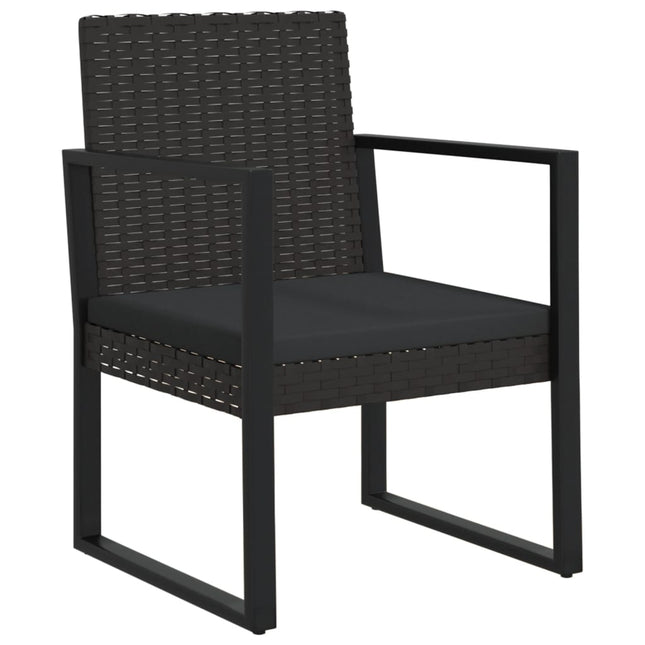 havestol med hynde polyrattan sort