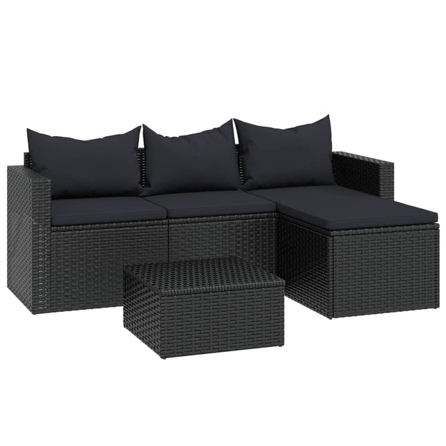 loungesæt til haven polyrattan sort