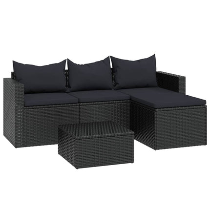 loungesæt til haven polyrattan sort