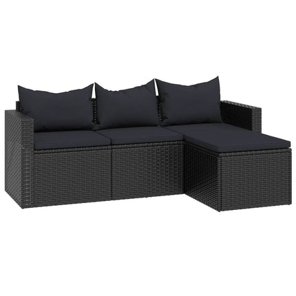 loungesæt til haven polyrattan sort