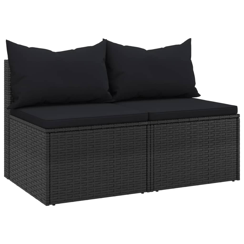 midtermoduler til havesofa 2 stk. med hynder polyrattan sort
