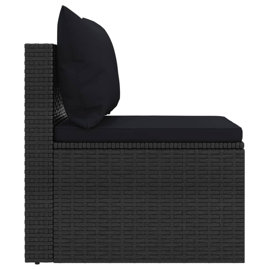 midtermoduler til havesofa 2 stk. med hynder polyrattan sort
