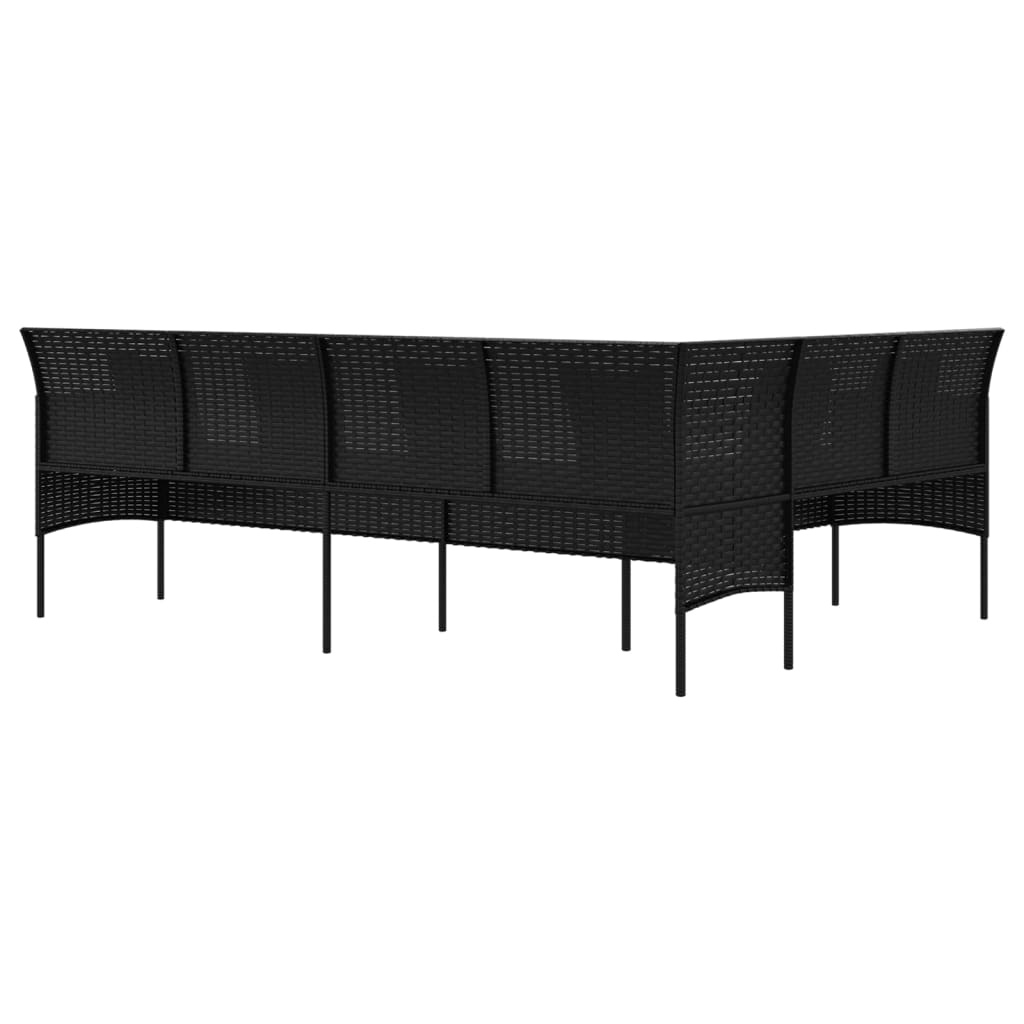 L-formet havesofa med hynder polyrattan sort