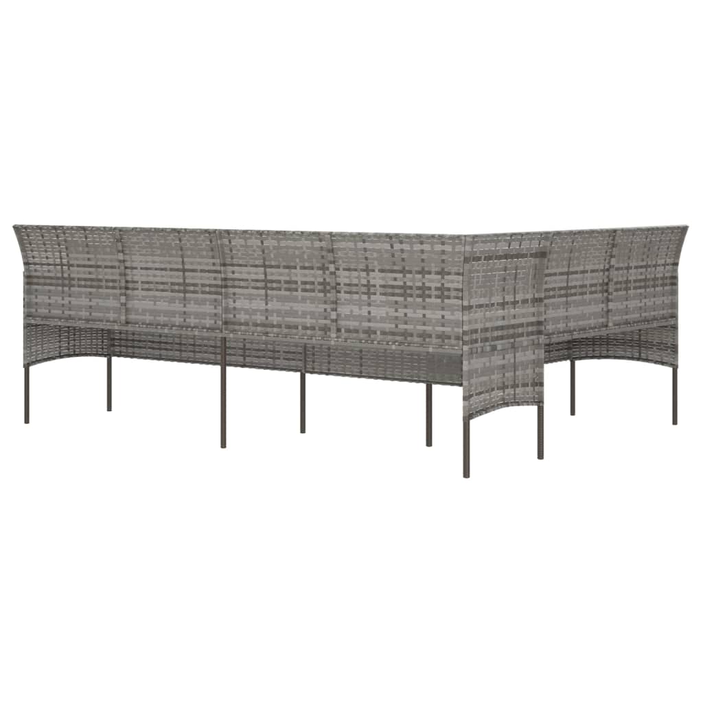 L-formet havesofa med hynder polyrattan grå