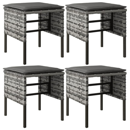 fodskamler med hynder 4 stk. til haven polyrattan grå
