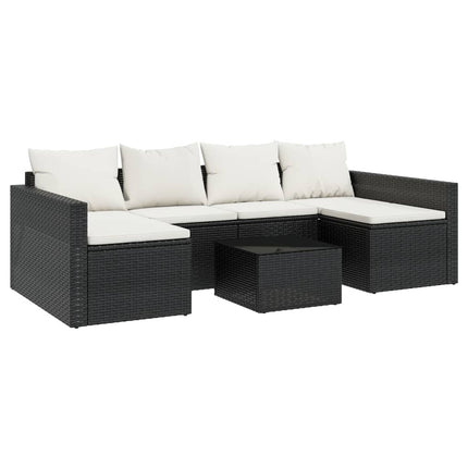 loungesæt til haven 2 dele med hynder polyrattan sort