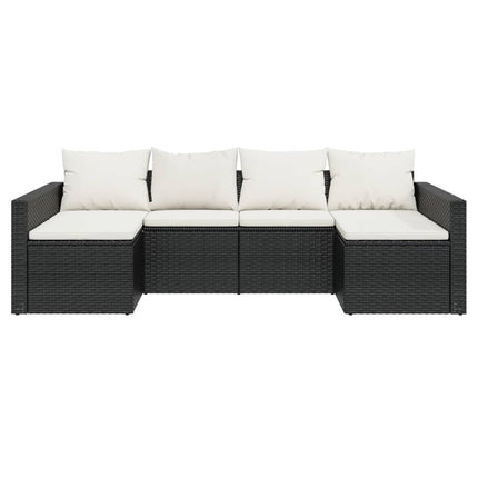 loungesæt til haven 2 dele med hynder polyrattan sort
