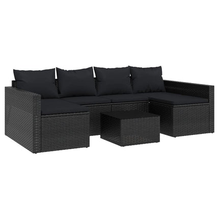 loungesæt til haven 2 dele med hynder polyrattan sort