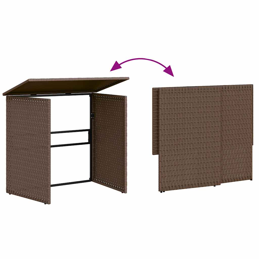 havesofa med bord og hynder L-formet polyrattan brun