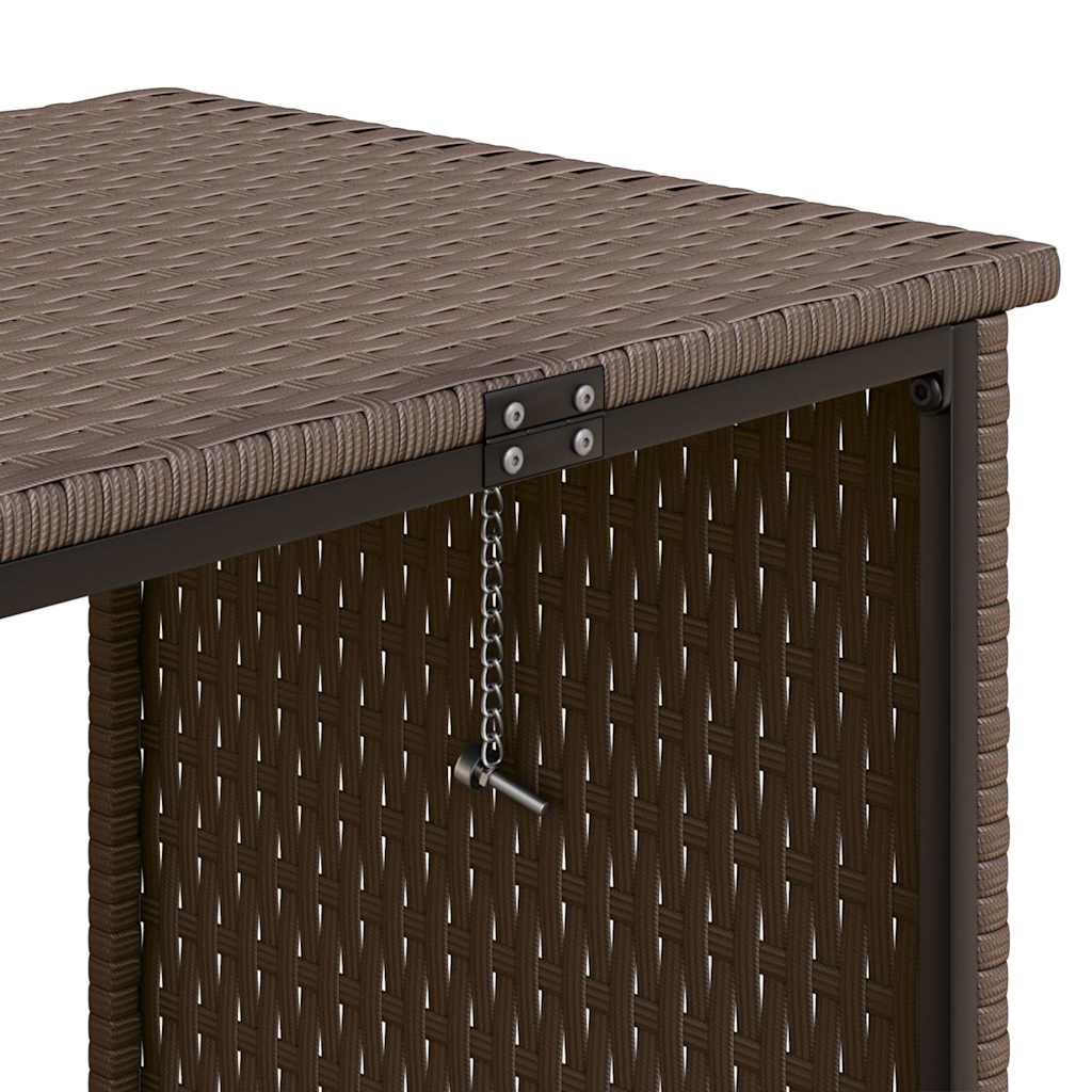 havesofa med bord og hynder L-formet polyrattan brun