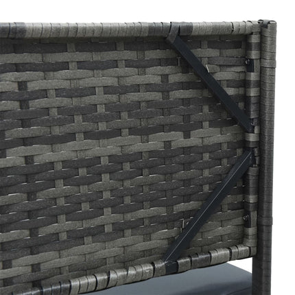 havesofa med bord og hynder L-formet polyrattan grå