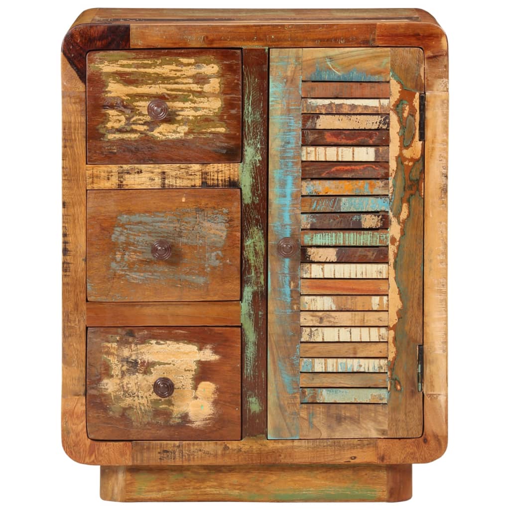 skænk med 3 skuffer 55x30x70 cm massivt genbrugstræ