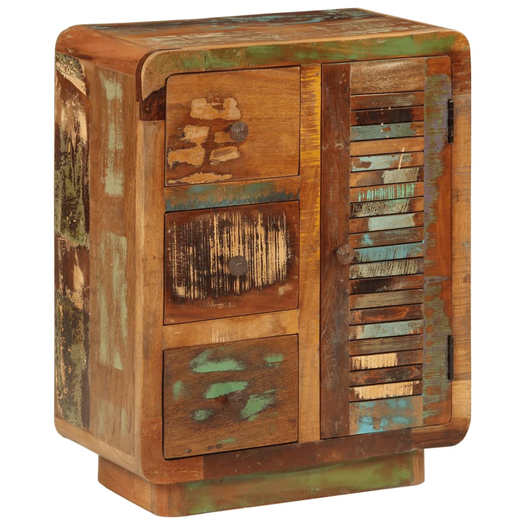 skænk med 3 skuffer 55x30x70 cm massivt genbrugstræ