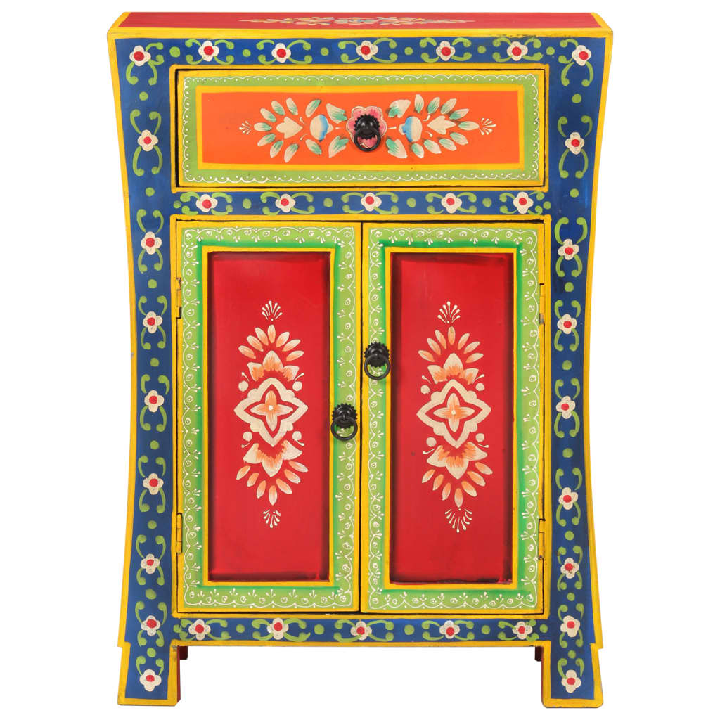 håndmalet skænk 54x30x74 cm massivt mangotræ