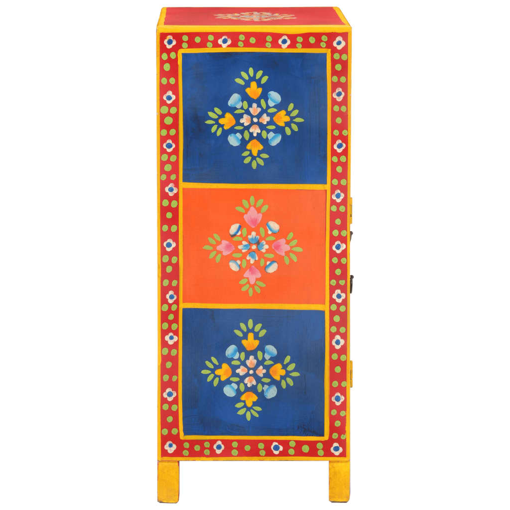 håndmalet skænk 54x30x74 cm massivt mangotræ