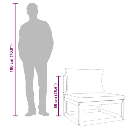 midtermodul til havesofa med gråbrune hynder massivt akacietræ