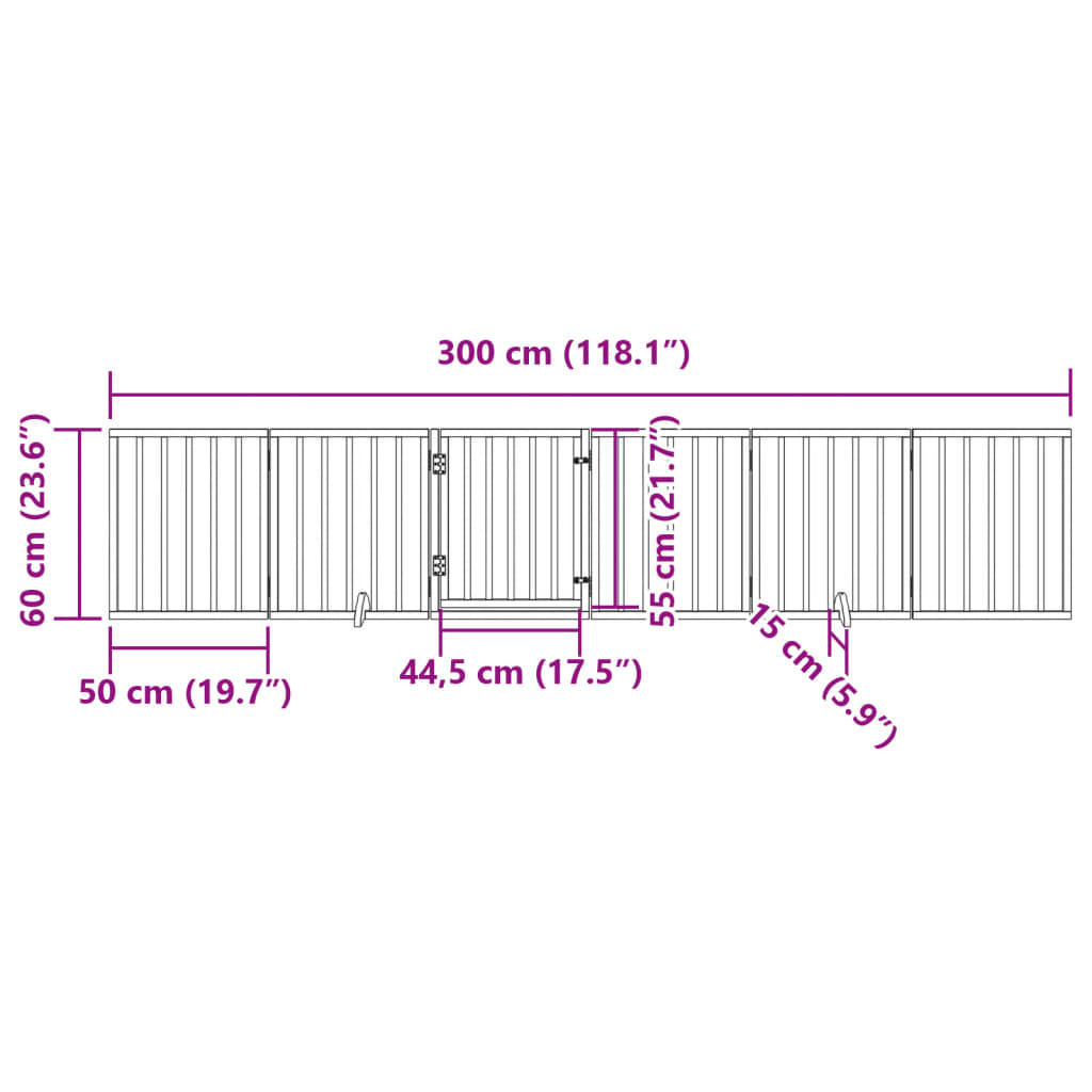 hundegitter med dør, foldbar, 6 paneler, 300 cm poppeltræ