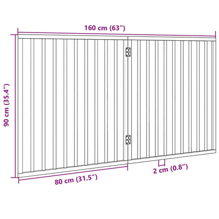 hundegitter foldbart 2 paneler 160 cm poppeltræ