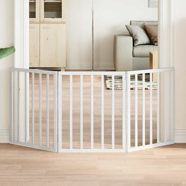 hundelåge 3 paneler 150 cm foldbar poppeltræ hvid
