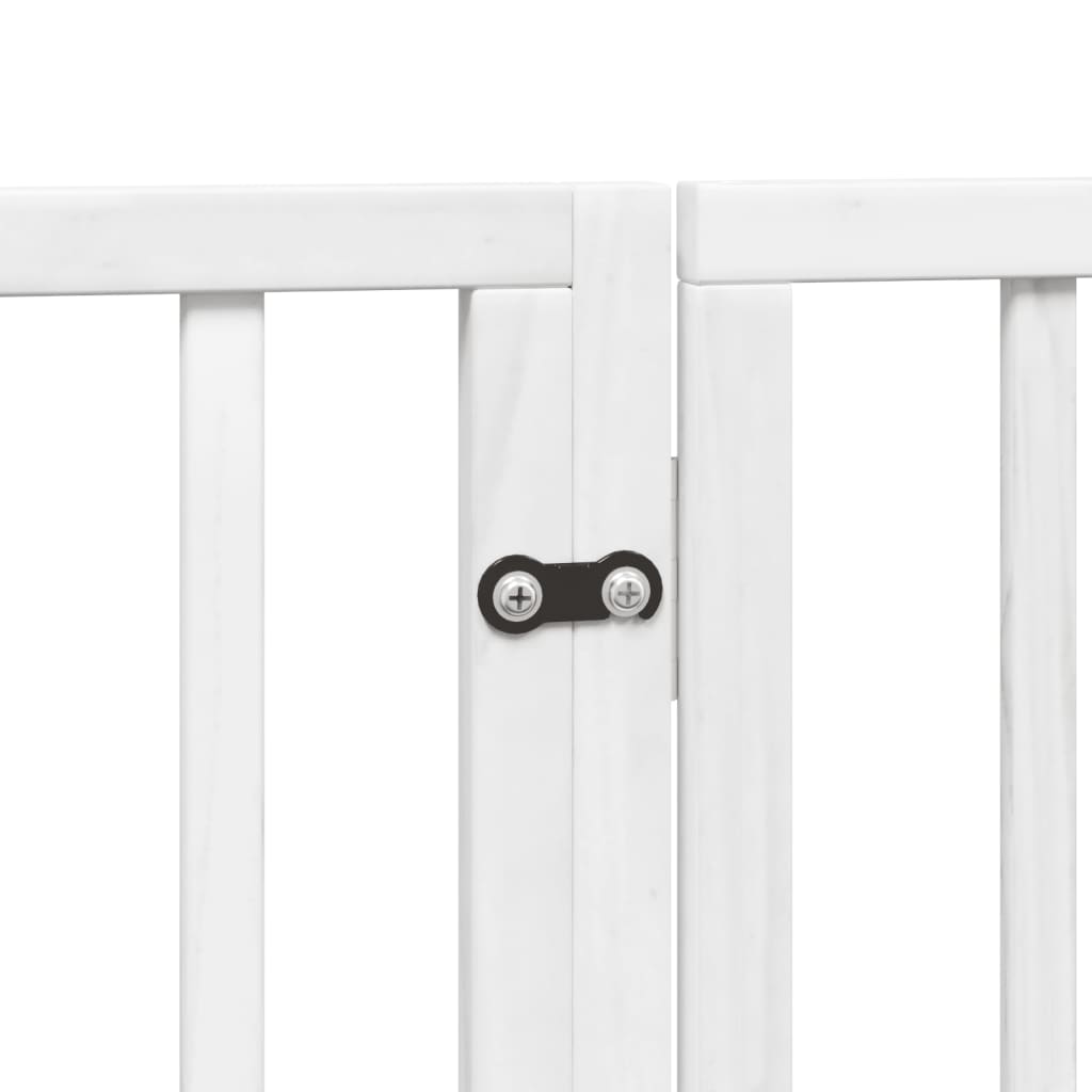hundelåge med dør 6 paneler 300 cm foldbar poppeltræ hvid