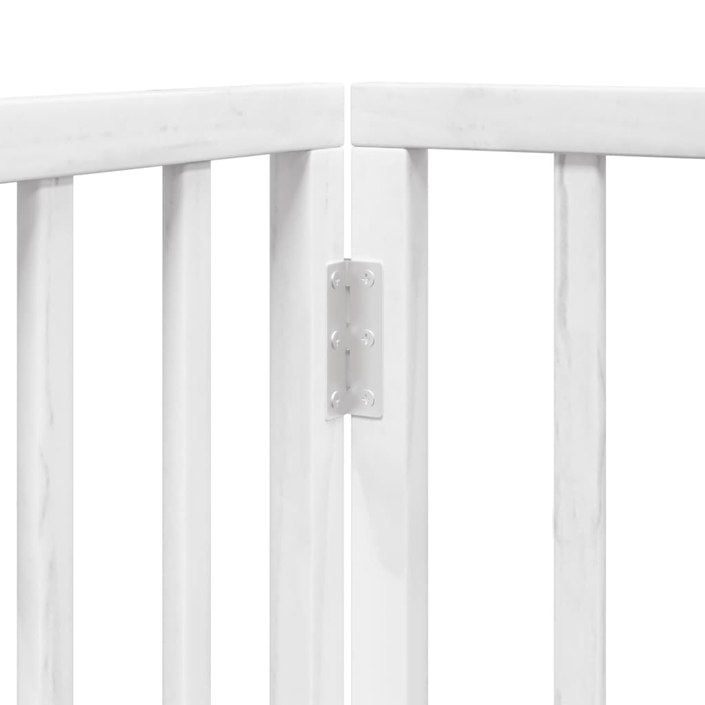 hundegitter med dør foldbar 4 paneler hvid 320 cm poppeltræ