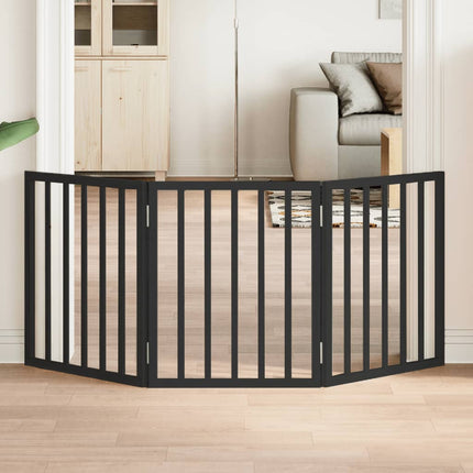 hundelåge 3 paneler 150 cm foldbar poppeltræ sort