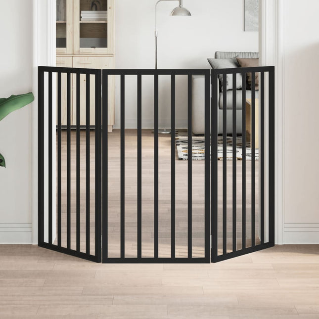 hundelåge 3 paneler 150 cm foldbar poppeltræ sort