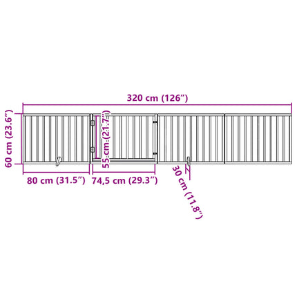 hundelåge med dør 4 paneler 300 cm foldbar poppeltræ sort