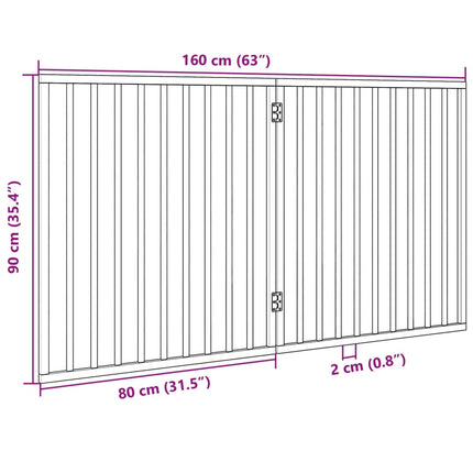 hundegitter foldbart 2 paneler sort 160 cm poppeltræ