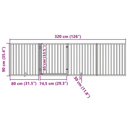 hundelåge med dør 4 paneler 300 cm foldbar poppeltræ sort