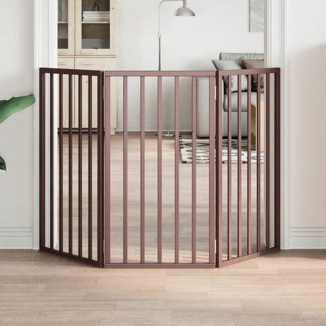 hundelåge 3 paneler 150 cm foldbar poppeltræ brun