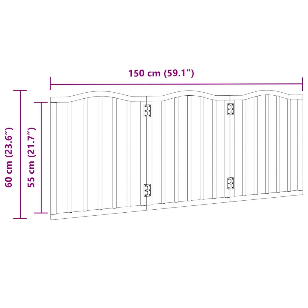 hundelåge 3 paneler 150 cm foldbar poppeltræ hvid