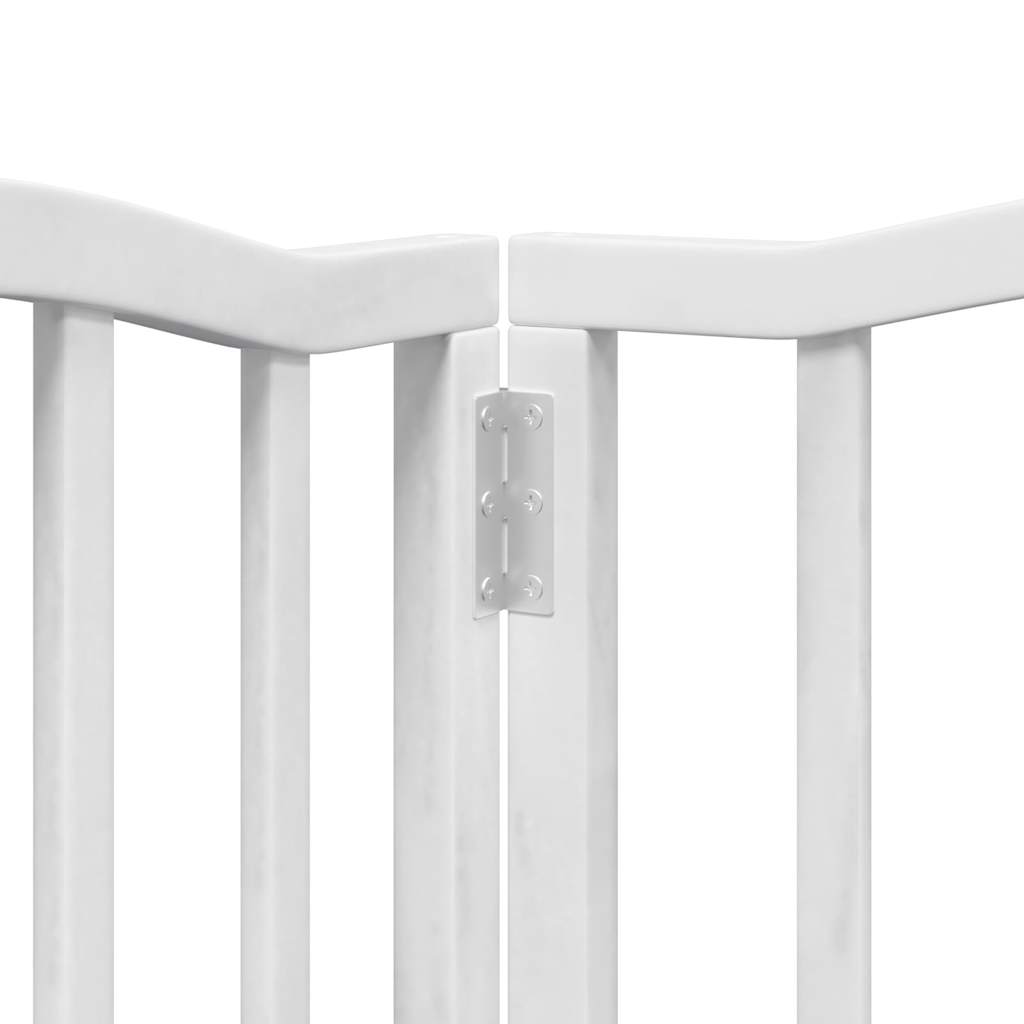 hundelåge med dør 6 paneler 300 cm foldbar poppeltræ hvid