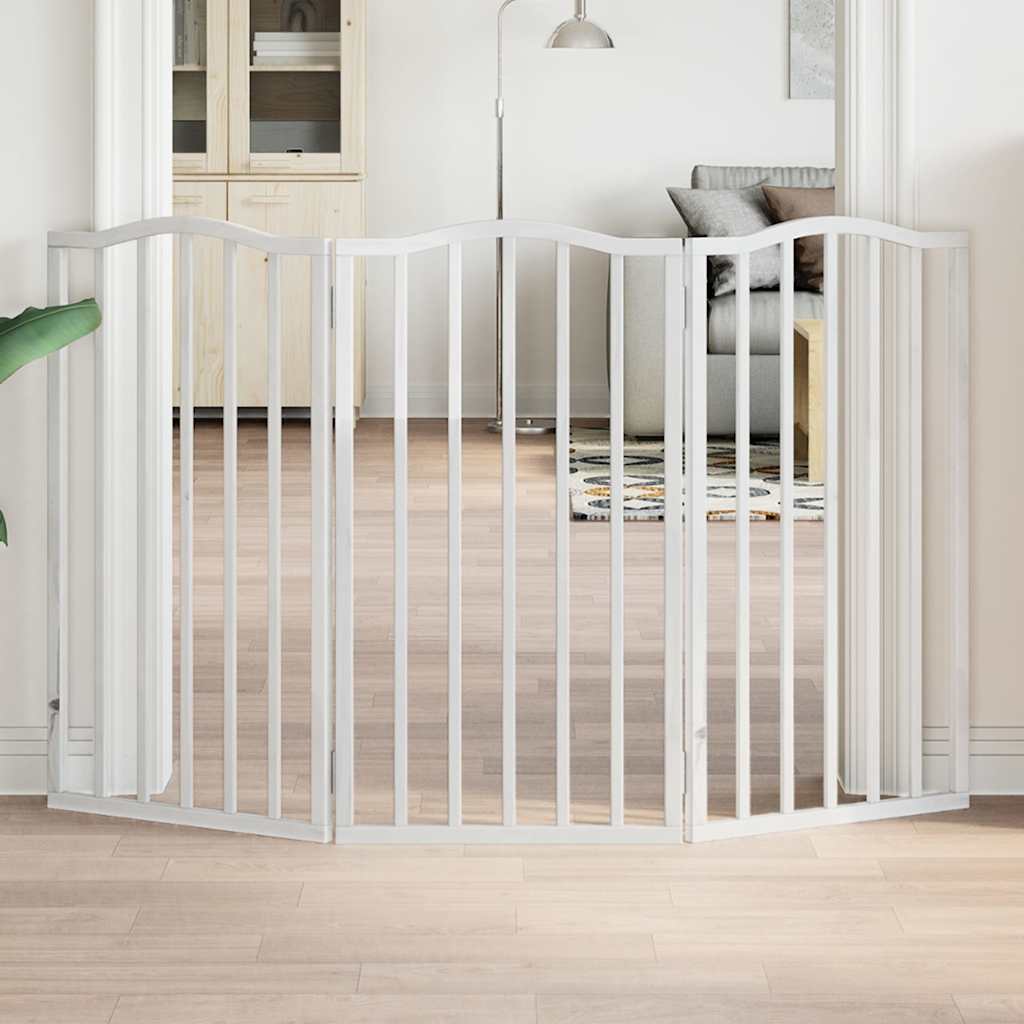 hundelåge 3 paneler 150 cm foldbar poppeltræ hvid