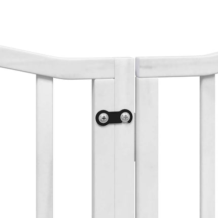 hundelåge med dør 6 paneler 300 cm foldbar poppeltræ hvid
