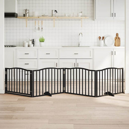hundegitter med dør, foldbar, 4 paneler, sort, 320 cm, poppeltræ