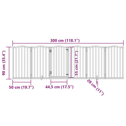 hundelåge med dør 6 paneler 300 cm foldbar poppeltræ brunt eg