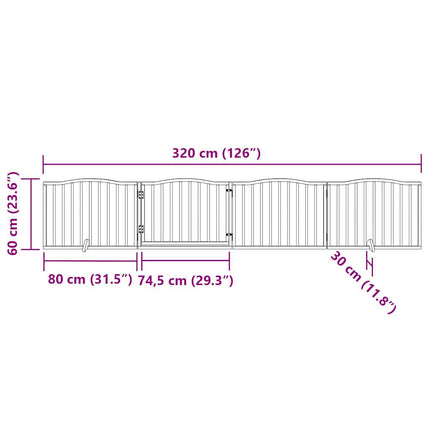 hundelåge med dør 4 paneler 320cm foldbar poppeltræ brun egetræ
