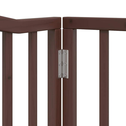 hundelåge med dør 4 paneler 320cm foldbar poppeltræ brun egetræ