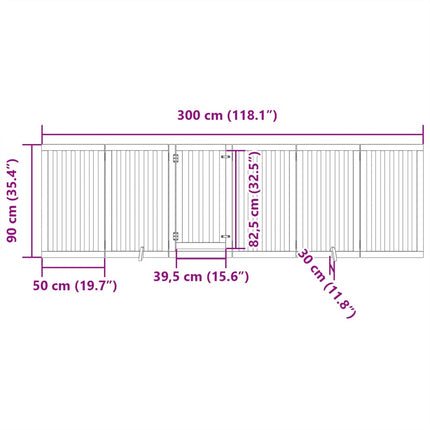 hundegitter med dør, foldbar, 6 paneler, 300 cm poppeltræ