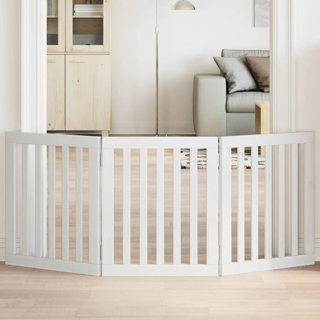 hundelåge 3 paneler 150 cm foldbar poppeltræ hvid
